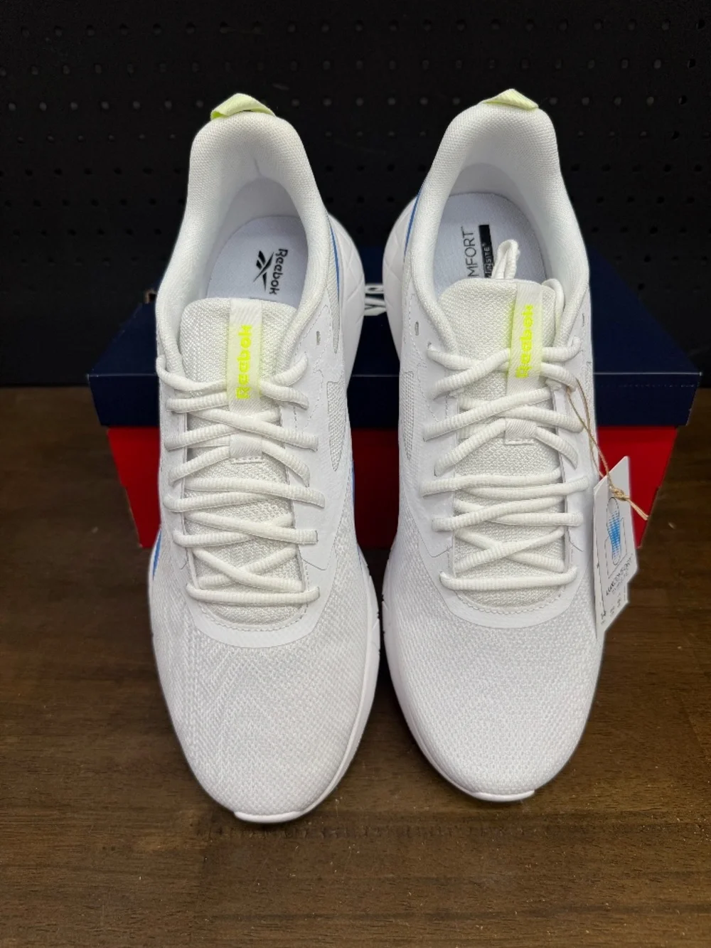 New W/ Box! Men's Flexagon Force 4 White Blue Yellow Training Sneakers Size 14